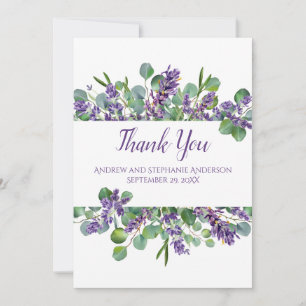 Lavender Eucalyptus Floral Botanical Wedding Bedankkaart