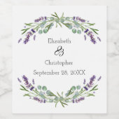 Lavender Eucalyptus Floral Botanical Wedding Wijn Etiket (Enkel label)