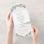 Lavender Eucalyptus Floral Trifold Wedding All In One Uitnodiging (Afscheurbaar)