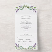 Lavender Eucalyptus Floral Trifold Wedding All In One Uitnodiging (Binnen)