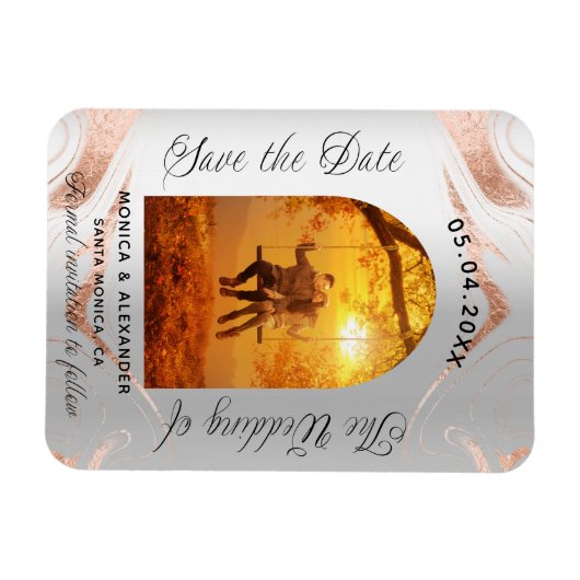 Lavender eucalyptus foto bruiloft met datum magneet (Horizontaal)