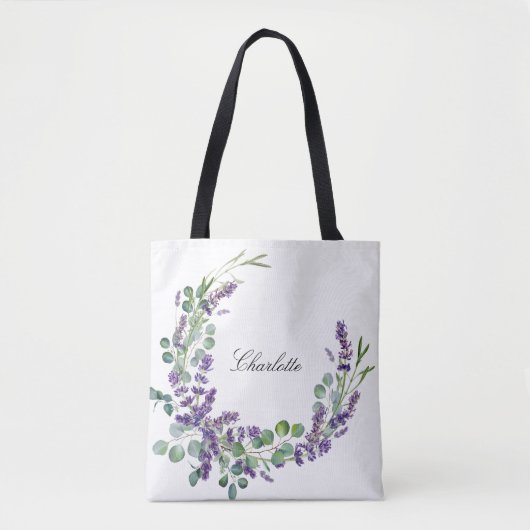 Lavender eucalyptus greenery floral name script draagtas (Voorkant)