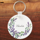 Lavender eucalyptus greenery floral name script sleutelhanger (Achterkant)