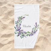 Lavender eucalyptus greenery name script bad handdoek
