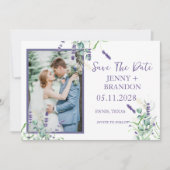 Lavender Eucalyptus Herbs Floral Photo  Save The Date (Voorkant)