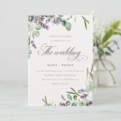 Lavender Eucalyptus Leafy Bunch Mariage Invitation (Debout devant)