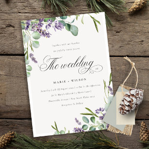 Lavender Eucalyptus Leafy Bunch Mariage Invitation