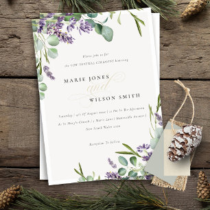 Lavender Eucalyptus Leafy Bunch Vow Renewal Invite Bedankkaart