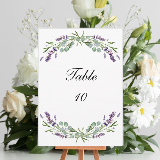 Lavender Eucalyptus Mariage Tableau Numéro Cartes