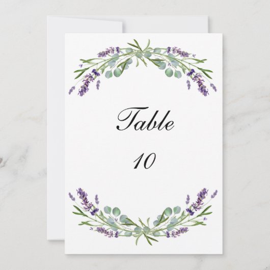 Lavender Eucalyptus Mariage Tableau Numéro Cartes (Dos)