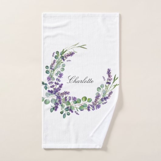 Lavender eucalyptus nom de la végétation script (Serviette à main)