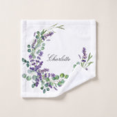 Lavender eucalyptus nom de la végétation script (Gant de toilette)