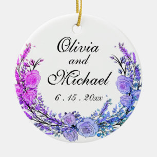 Lavender, Eucalyptus, roze paarse blauwgroen rozen Keramisch Ornament