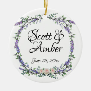 Lavender Eucalyptus roze witte rozen Keramisch Ornament