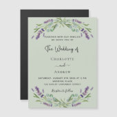 Lavender eucalyptus sage green luxe bruiloft magnetische uitnodiging (Voorkant / Achterkant)