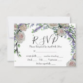 Lavender Eucalyptus white roses greenery RSVP Kaartje (Voorkant)