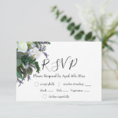 Lavender Eucalyptus white roses greenery RSVP Kaartje (Staand voorkant)