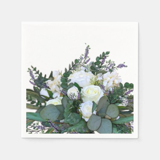 Lavender Eucalyptus white roses greenery Servet (Voorkant)