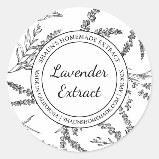 Lavender Extrait Sketch étiquette moderne (Devant)