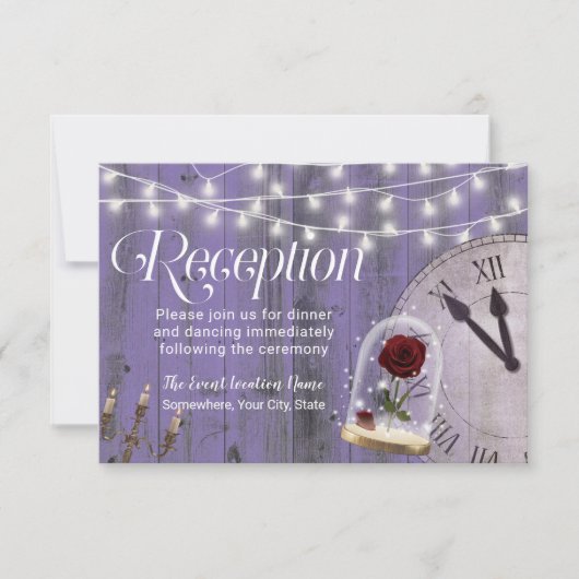 Lavender Fairytale bruiloft Roos Dome Reception Kaart (Voorkant)