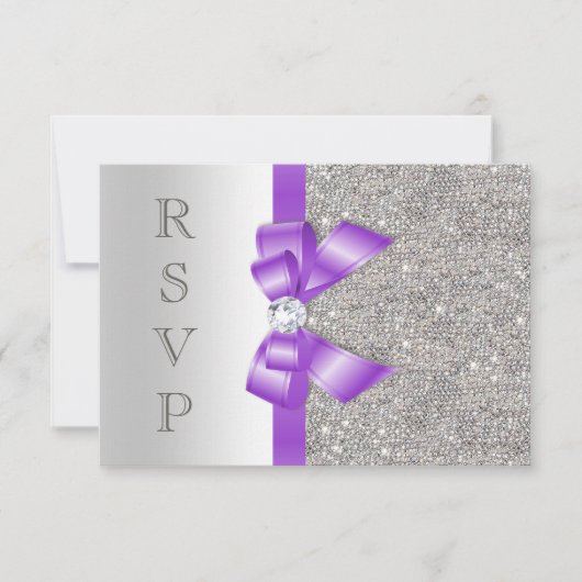 Lavender Faux Bow et Diamonds RSVP (Devant)
