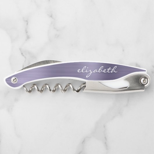 Lavender Faux, geborsteld Metaal, aangepast script Kurkentrekker (Achterkant)