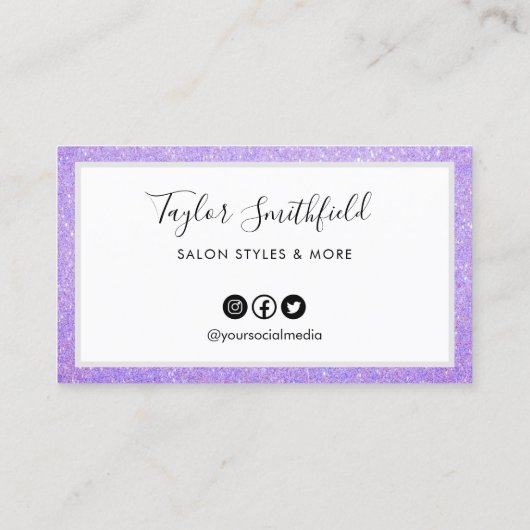 Lavender Faux Glitter Custom Loyalty Kaart Visitekaartje (Achterkant)