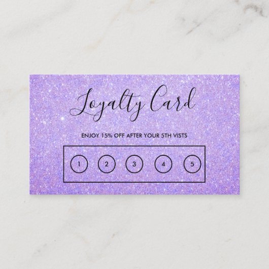 Lavender Faux Glitter Custom Loyalty Kaart Visitekaartje (Voorkant)