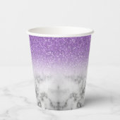 Lavender Faux Glitter/Marble Sweet 16 Papieren Bekers (Achterkant)