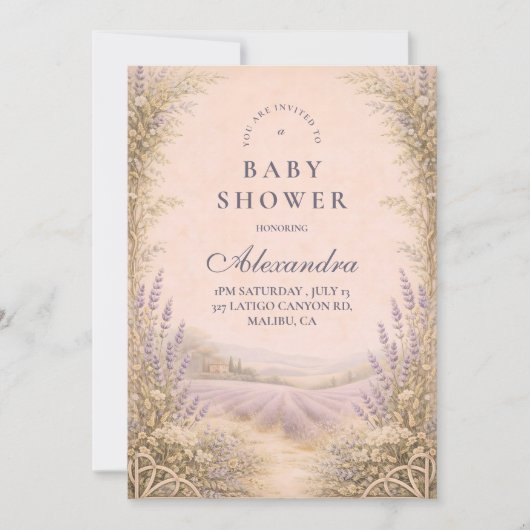 Lavender Field Countryside Baby Shower Kaart (Voorkant)