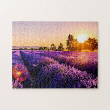 Lavender Field Sunset Jigzaag Puzzle for Adult
