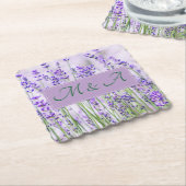 Lavender Fields bruiloft geschulpte papier Onderze Kartonnen Onderzetters (Gebogen)