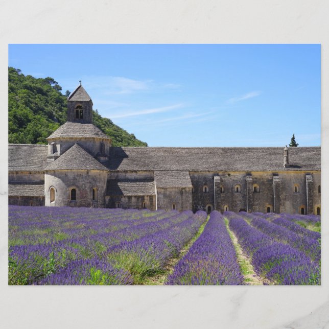 Lavender Fields of Senanque Abbey Scrapbook Paper (Voorkant)