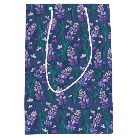 Lavender Fields patroon in Paars Medium Cadeauzakje (Voorkant)