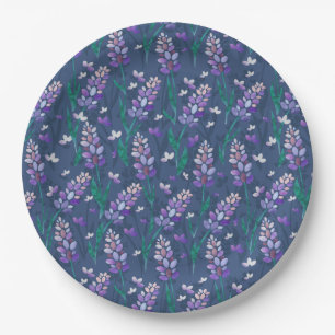 Lavender Fields patroon in Paars Papieren Bordje