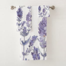 Lavender Fields | Purple Watercolor Flower Pattern Bad Handdoek