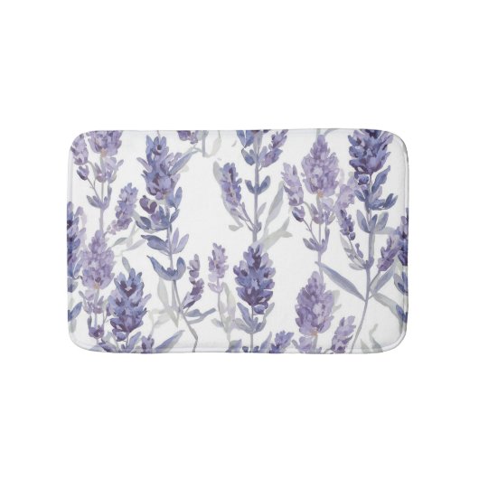 Lavender Fields | Purple Watercolor Flower Pattern Badmat (Voorkant)