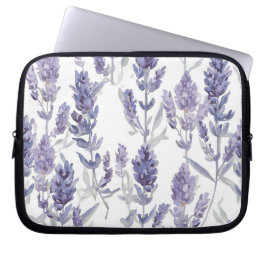 Lavender Fields | Purple Watercolor Flower Pattern Laptop Sleeve