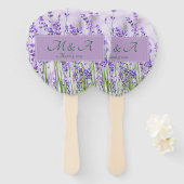 Lavender Fields Wedding Hand Fans Handwaaier (Voorkant en achterkant)
