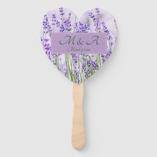 Lavender Fields Wedding Heart Hand Fans Handwaaier (Voorkant)
