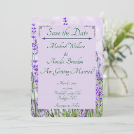 Lavender Fields Wedding Save the Date Kaart