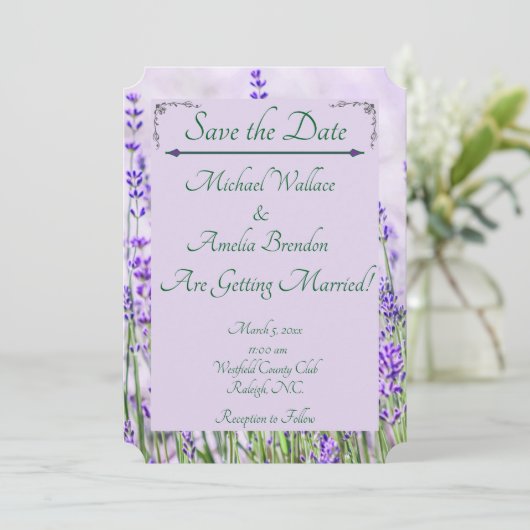 Lavender Fields Wedding Save the Date Kaart (Staand voorkant)