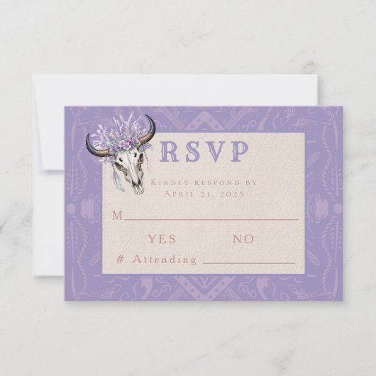 Lavender Fields Western Boho Wedding Carte RSVP (Devant)