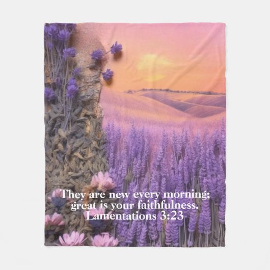Lavender Fleece Blanket Lamentations 3:23 (Voorkant)