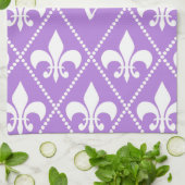 Lavender Fleur de Lis met monogram initiaal Theedoek (Gevouwen)