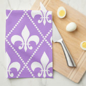 Lavender Fleur de Lis met monogram initiaal Theedoek (Quarter Fold)