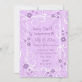 Lavender Floral 13th Birthday Party Kaart (Achterkant)