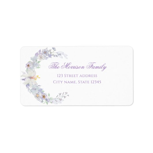 Lavender Floral Baptism Return Address Label (Voorkant)