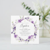lavender floral baptisme - uitnodiging (Staand voorkant)