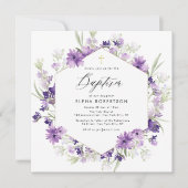 lavender floral baptisme - uitnodiging (Voorkant)